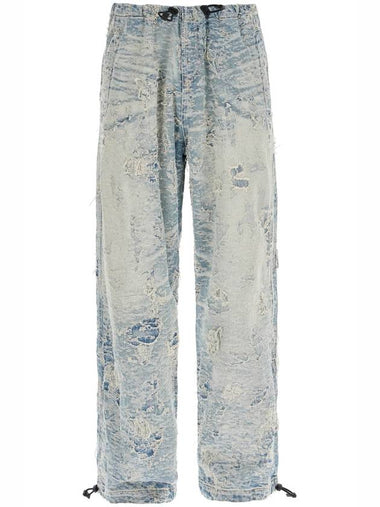 distressed denim jacquard pants - DIESEL - BALAAN 1