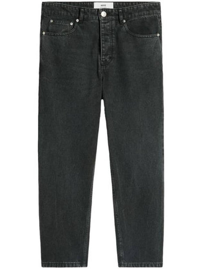 Logo Patch Tapered Fit Denim Jeans Black - AMI - BALAAN 2