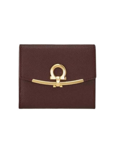 Gancini Leather Half Wallet Brown - SALVATORE FERRAGAMO - BALAAN 1