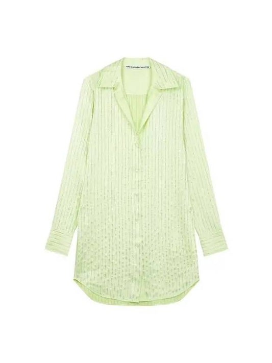 Crystal silk shirt dress light green 271780 - ALEXANDER WANG - BALAAN 1