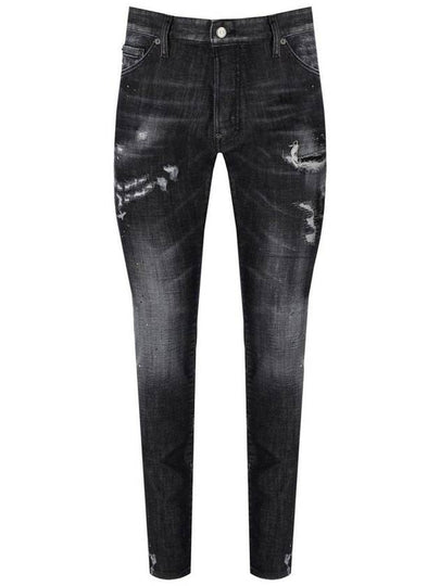 Stretch Cotton Leaf Effect Jeans Black - DSQUARED2 - BALAAN 2