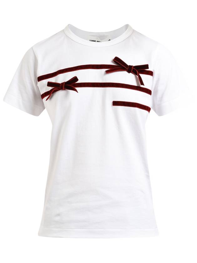 Velvet Ribbon Short Sleeve T-Shirt White - COMME DES GARCONS - BALAAN 2