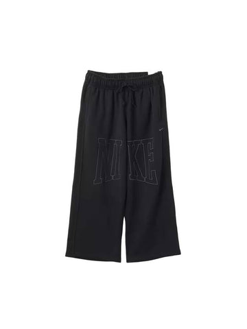 Mid-Rise Oversized Open Hem French Track Pants Black - NIKE - BALAAN 1