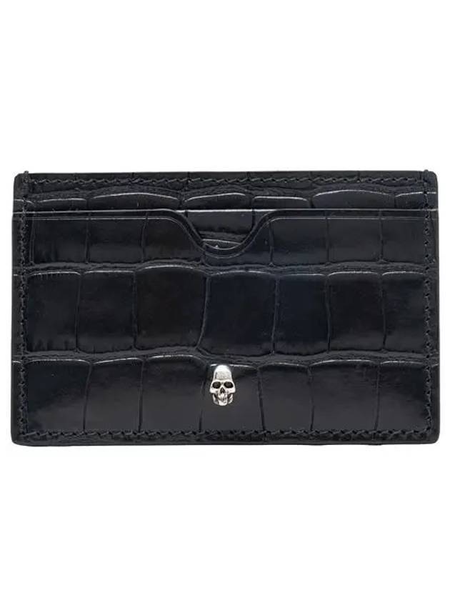 Skull Croc Pattern Card Wallet Black - ALEXANDER MCQUEEN - BALAAN.