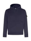 Logo Patch Drawstring Hoodie Navy - STONE ISLAND - BALAAN 2