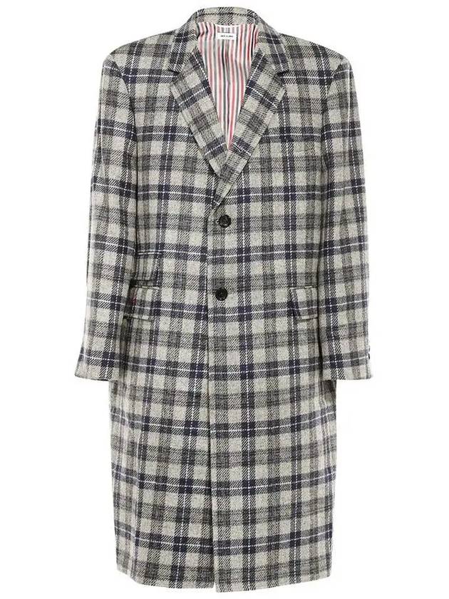 Men's Check Single Coat Grey - THOM BROWNE - BALAAN 3