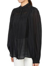 Women's Lace Insert Collar Long Sleeve Cotton Blouse Black - VANESSA BRUNO - BALAAN 3