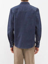 Men's Heart Logo Mid Wash Denim Long Sleeve Shirt Blue - AMI - BALAAN 5