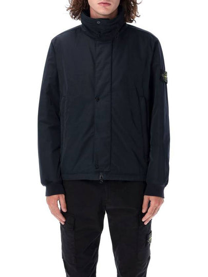 Logo Micro Twill  Zip Up Jacket Navy - STONE ISLAND - BALAAN 2