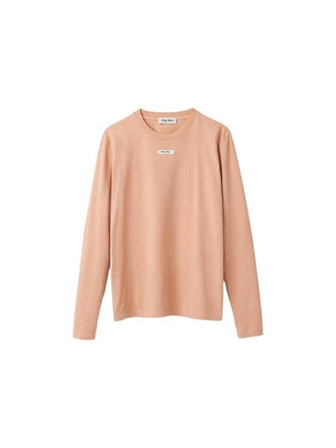 Cotton Long Sleeve T-Shirt Powder Pink - MIU MIU - BALAAN 1