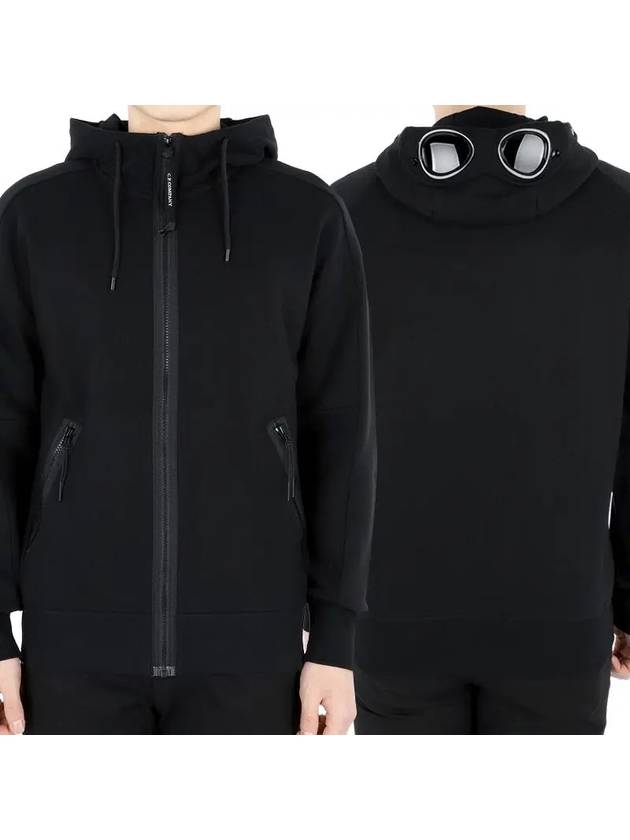 Diagonal Raised Fleece Goggle Hooded Jacket Black - CP COMPANY - BALAAN 3