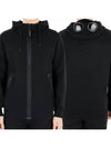 Diagonal Raised Fleece Goggle Hooded Jacket Black - CP COMPANY - BALAAN 3