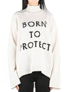 Women's Born to Protect Lettering Turtleneck White - MONCLER - BALAAN.