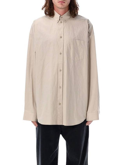 Logo oversized long sleeve shirt beige - BALENCIAGA - BALAAN 2