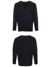 V-Neck Pleated Cardigan Black - ISSEY MIYAKE - BALAAN 5