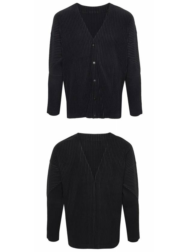 V-Neck Pleated Cardigan Black - ISSEY MIYAKE - BALAAN 5