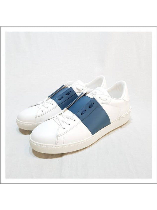 Men's Open Point Hidden Low Top Sneakers White Blue - VALENTINO - BALAAN 2