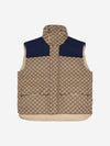 GG Canvas Down Vest With Detachable Hood Beige Blue - GUCCI - BALAAN 3