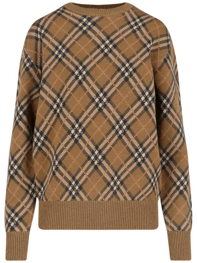 Check Wool Mohair Blend Knit Top Brown - BURBERRY - BALAAN 2