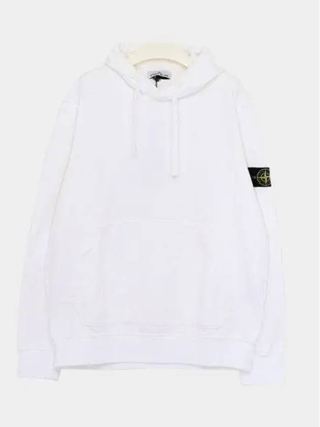 Logo Patch Drawstring Hoodie White - STONE ISLAND - BALAAN 2