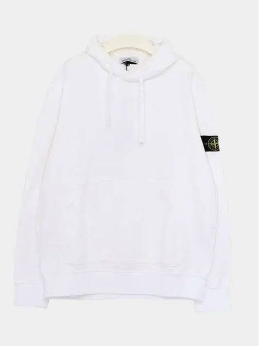 Logo Patch Drawstring Hoodie White - STONE ISLAND - BALAAN 2