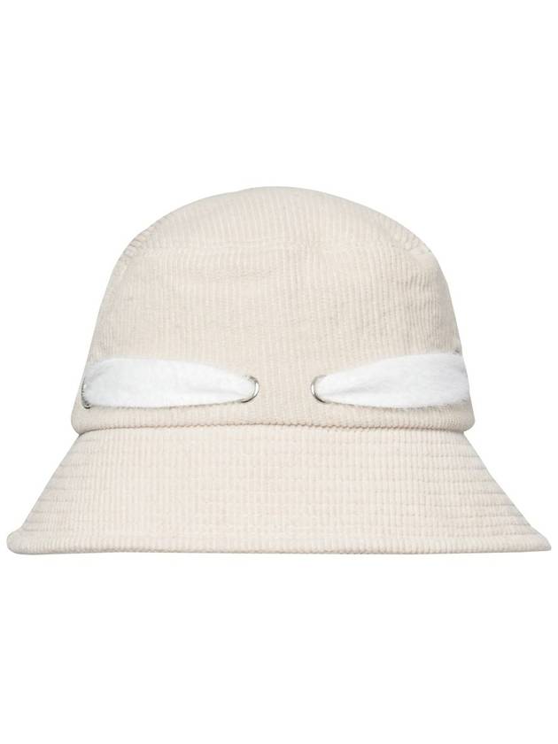 Wool Angora Ribbon Decorated Corduroy Beige Bucket Hat DO6232AH92 1 - DOYOUKNOWMC GOLF WEAR - BALAAN 4