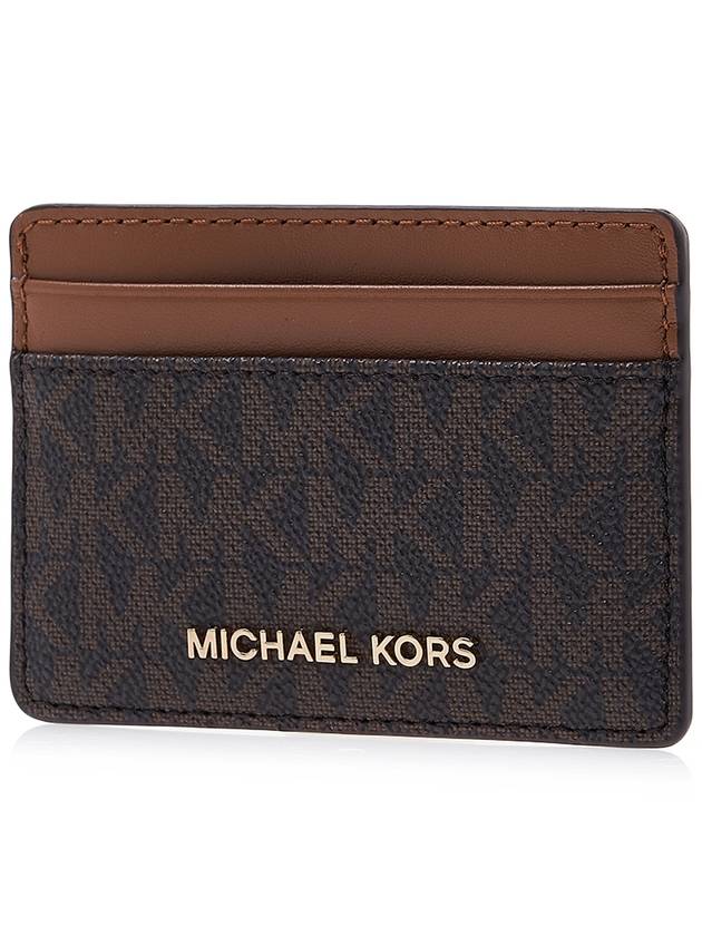 Jet Set Logo Plaque Card Wallet Brown - MICHAEL KORS - BALAAN 3