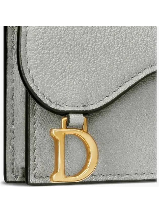 Saddle Bloom Goatskin Flap Card Wallet Grey - DIOR - BALAAN 6