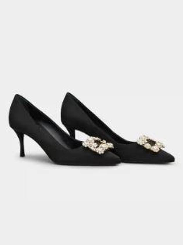 Efflorescence Crystal Buckle Satin Pumps Black - ROGER VIVIER - BALAAN 3