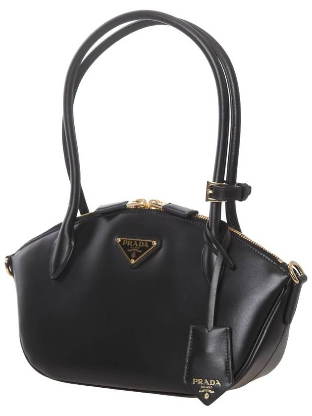 Small Leather Hand Shoulder Bag Black - PRADA - BALAAN 3