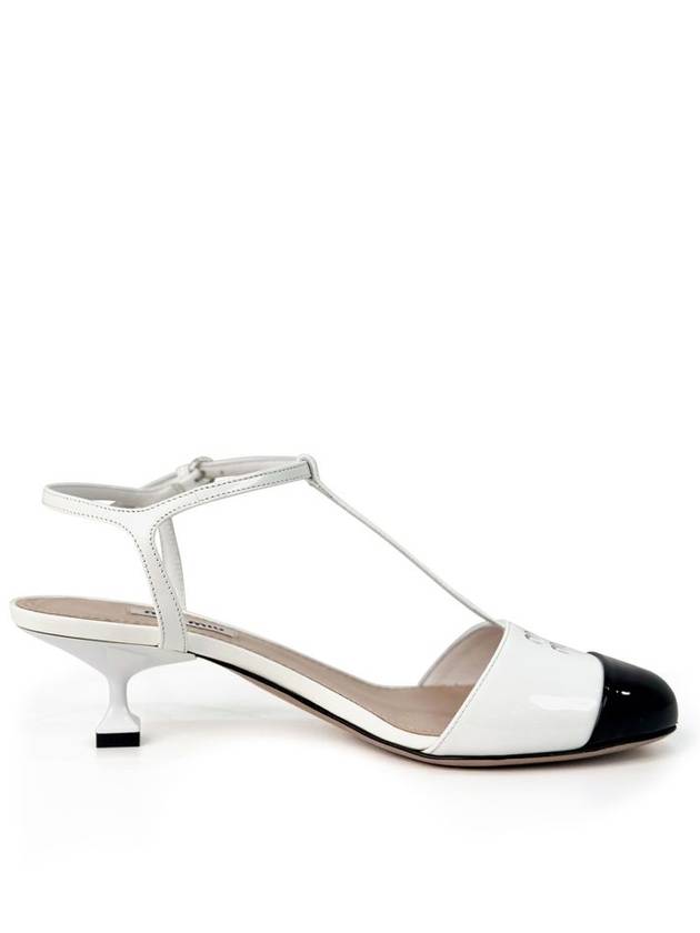 37 MiuMiu T Strap Patent Slingback Sandals Two Tone - MIU MIU - BALAAN 2