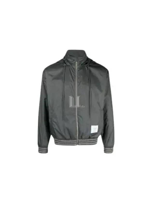 Logo Patch Ripstop Track Jacket Silver - THOM BROWNE - BALAAN 2