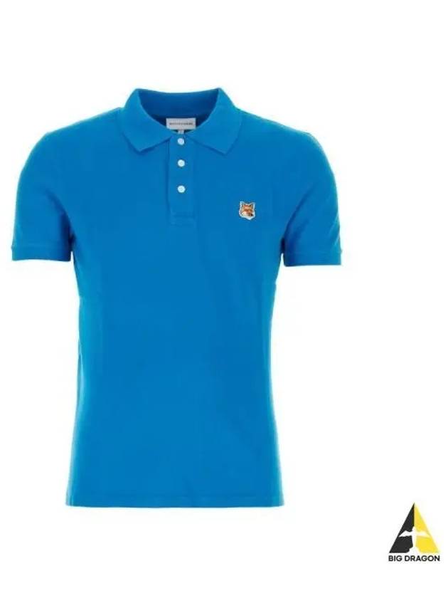 Fox Head Patch Cotton Polo Shirt Blue - MAISON KITSUNE - BALAAN 2