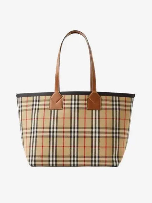 London Check Medium Cotton Tote Bag Archives Beige - BURBERRY - BALAAN 2