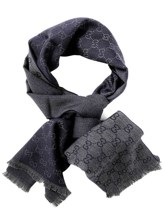 GG Microssima Two-Tone Wool Muffler Navy - GUCCI - BALAAN 2