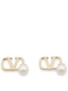 V Logo Signature Metal Resin Earrings Gold - VALENTINO - BALAAN 3