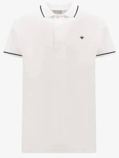 Embroidery Bee Polo Shirt White - DIOR - BALAAN 2