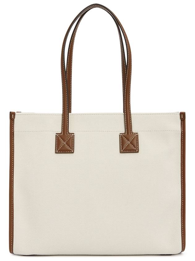 Freya Small Canvas Leather Tote Bag Natural Tan - BURBERRY - BALAAN 5