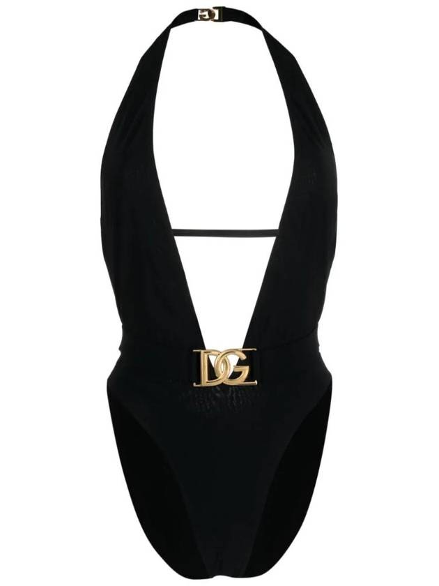 logo decorated plunge one-piece swimsuit O9B74JONO12 - DOLCE&GABBANA - BALAAN 1