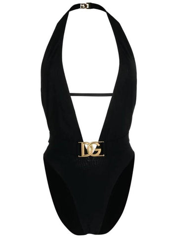 logo decorated plunge one-piece swimsuit O9B74JONO12 - DOLCE&GABBANA - BALAAN 1