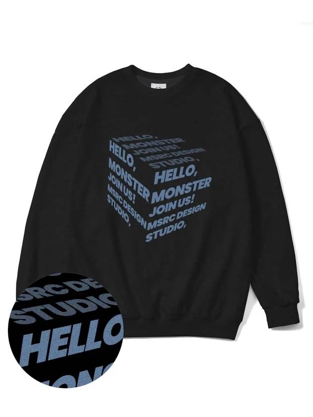 Cube Indigo Blue Overfit Sweatshirt Black - MONSTER REPUBLIC - BALAAN 2