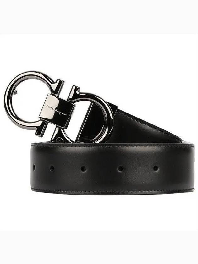 Gancini Reversible Adjustable Calfskin Leather Belt Black - SALVATORE FERRAGAMO - BALAAN 2