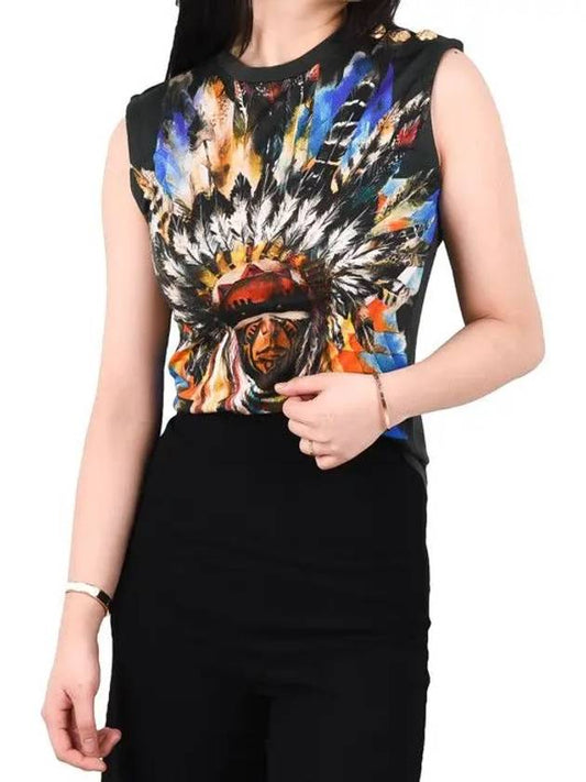 Indian printed gold epaulet tank top TISSU4371 - BALMAIN - BALAAN 2