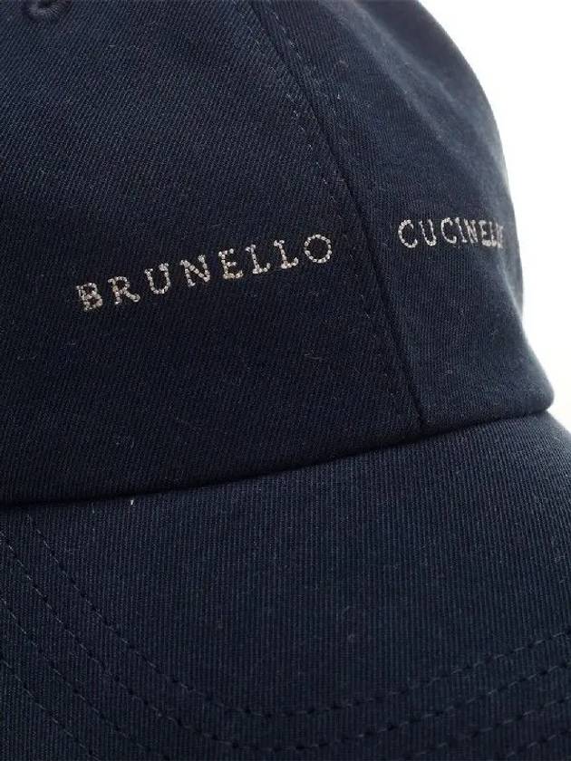 Embroidered Logo Cotton Ball Cap Blue - BRUNELLO CUCINELLI - BALAAN 4