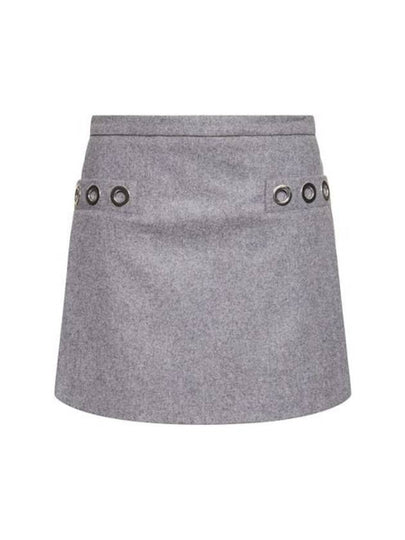 Eyelet Wool Mini A-Line Skirt Grey - MSGM - BALAAN 2