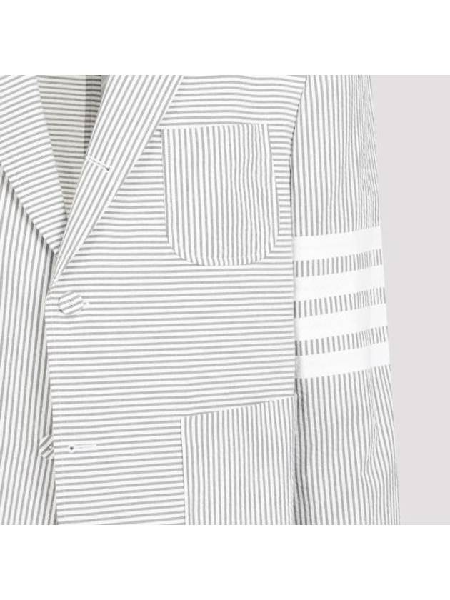 Striped Single Breasted Blazer Jacket Grey - THOM BROWNE - BALAAN 5