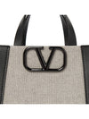 V Logo Canvas Leather Tote Bag Grey Black - VALENTINO - BALAAN 9