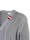 Cable Knitwear Virgin Wool Cardigan Grey - THOM BROWNE - BALAAN 6