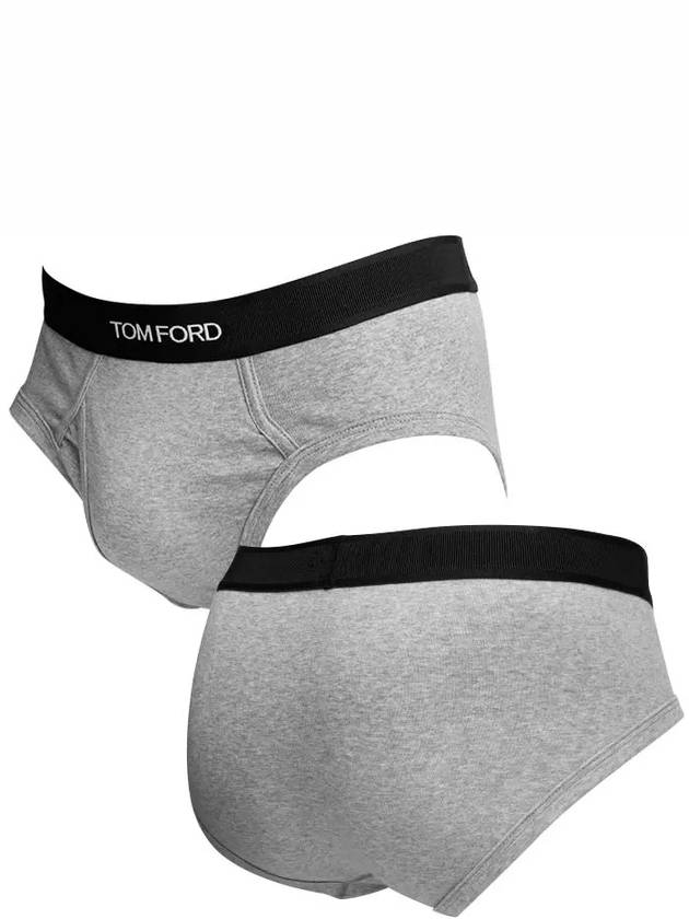 Men's Cotton Logo Waistband Briefs 2 Pack Grey - TOM FORD - BALAAN.