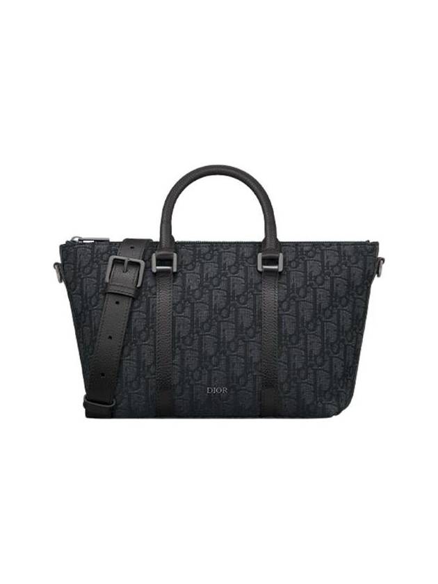 Weekender 25 Oblique Jacquard Grained Calfskin Shoulder Bag Black - DIOR - BALAAN 1